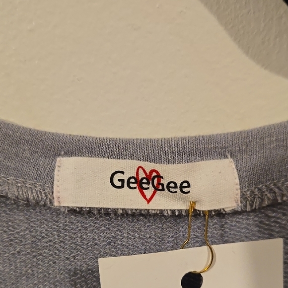 Gray Relaxed Tie Front Long Sleeve Top - Picture 2 of 6